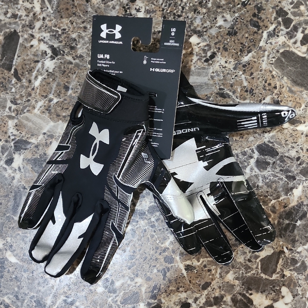 Under Armour UA F8 Black and White Football Gloves